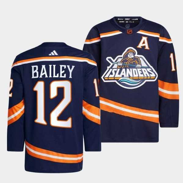 Men%27s New York Islanders #12 Josh Bailey 2022 Navy Reverse Retro 2.0 Stitched Jersey->new york islanders->NHL Jersey